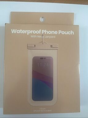 Waterproof Phone Pouch with Neck Lanyard - Beige